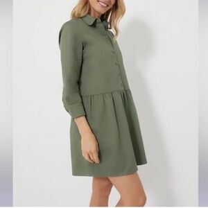 Tuckernuck Hayes Cotton Shirt Dress Olive Green Med Minimalist Neutral Casual
